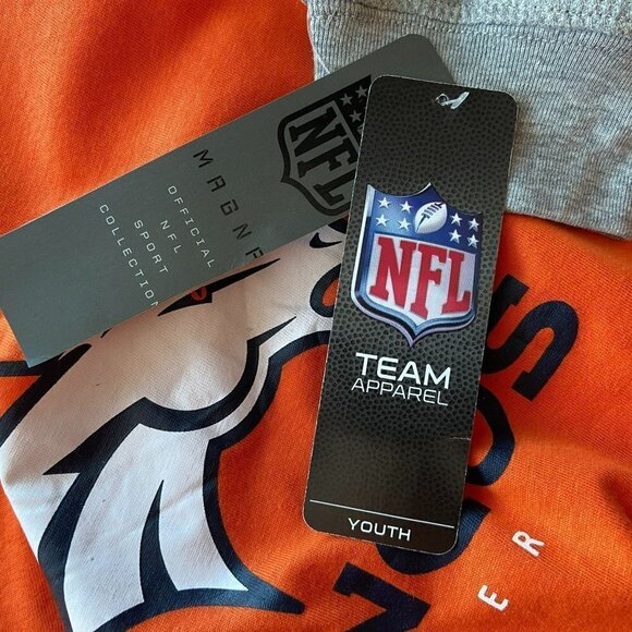 NWT NFL Denver Broncos Orange Gray Logo Shirt Boys Large - Picture 5 of 8